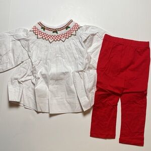 New in package white smocked top and pants